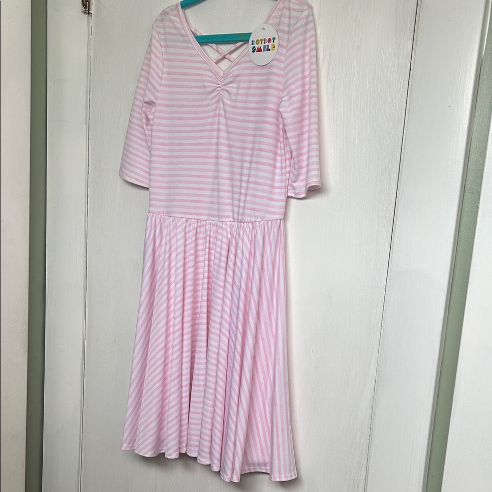 Dot Dot Smile Pink Striped Kids Dress